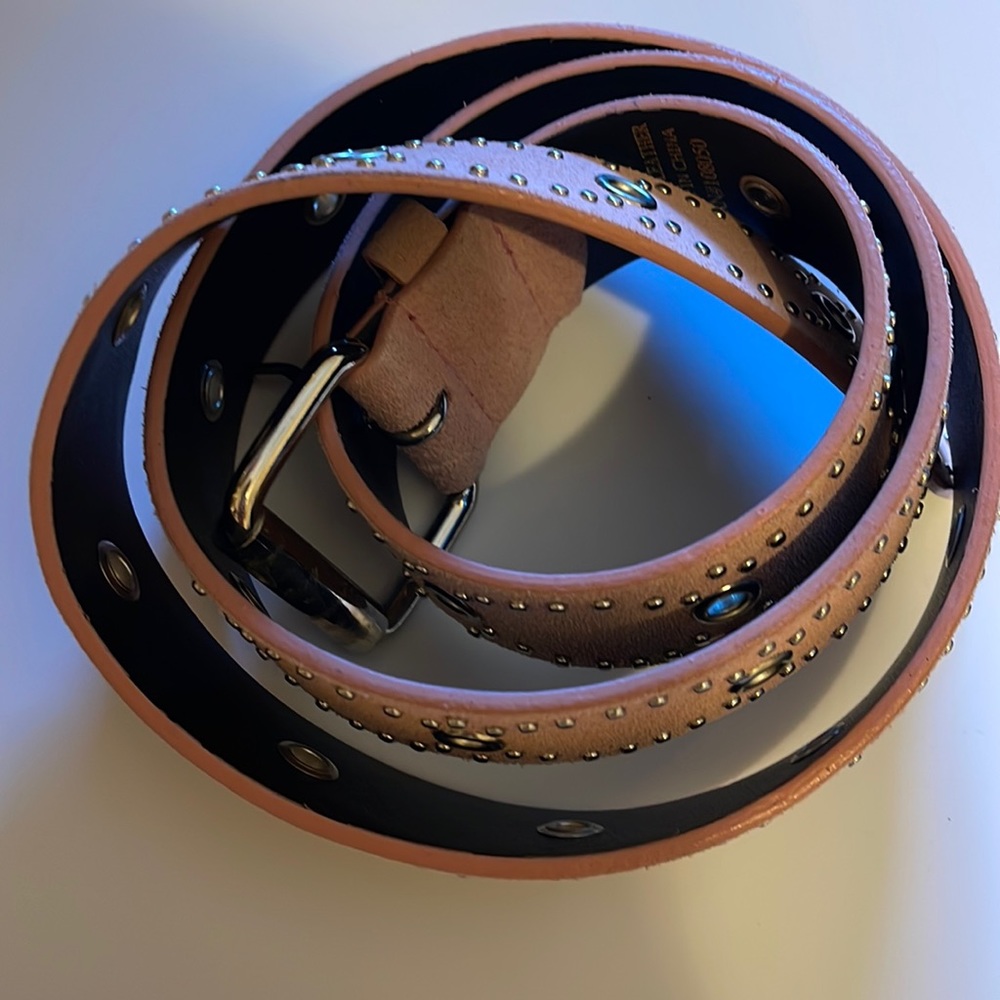 Pink Suede belt with silver studs size 18/20